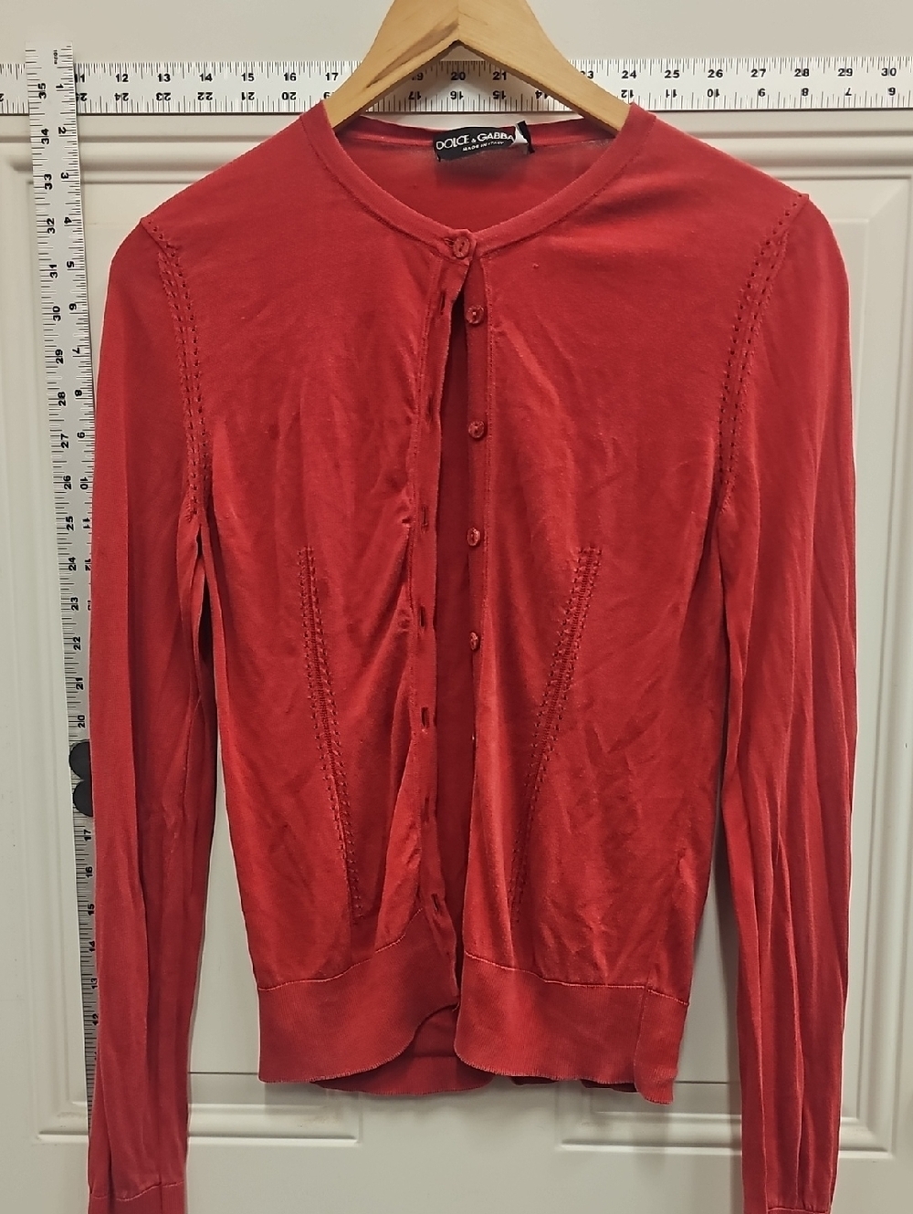 Dolce & Gabbana Coral-Red Lightweight Button Cardigan